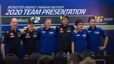 Presentazione del team Yamaha 2020 con Meregalli, Vinales, Jarvis, Rossi, Sumi e Lorenzo