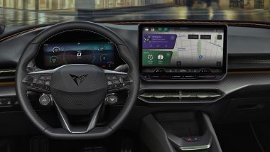 Prova Cupra Raval: il cockpit digitale con il touchscreen da 12,9 pollici dell'infotainment