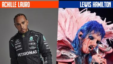SanremoGP 21: Achille Lauro e Lewis Hamilton