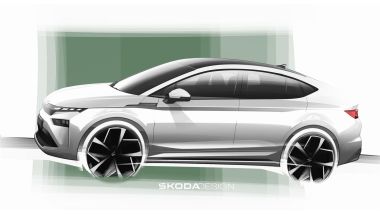 Skoda Enyaq 2025: i bozzetti del SUV elettrico anche coupé con design Modern Solid