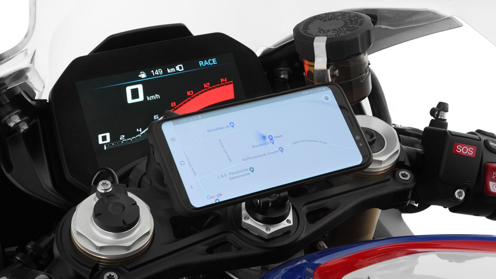 Supporto GPS Per Moto BMW R 1250 RT 2020-2025 – In Alluminio, Regolabile, Impermeabile, Montaggio Su Parabrezza, Colore Nero