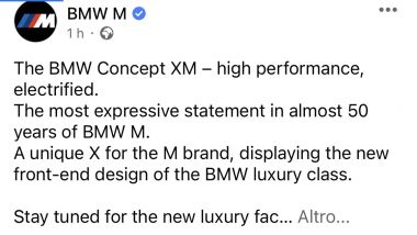 Teaser BME XM: su Facebook il messaggio sull'arrivo del super SUV ibrido