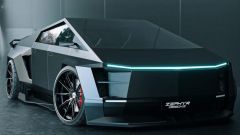 Video render Zephyr Designz Tesla Cybertruck motore Porsche 911 
