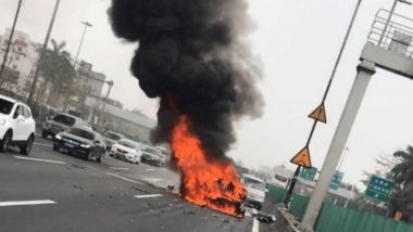Tesla Model X in fiamme dopo un incidente a Guangzhou, Cina
