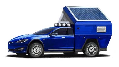 Tesla Roamer: il tetto &egrave; estensibile ed &egrave; dotato di pannelli fotovoltaici