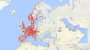 Tesla Supercharger, mappa Europa
