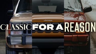 Un composit che mostra gli scorci di Jeep Cherokee di generazioni diverse