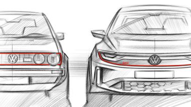 Volkswagen ID. GTI Concept accanto alla Golf GTI: bozzetti a confronto