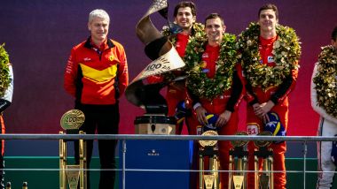 WEC 2024, 24 Ore di Le Mans: Antonello Coletta e l'equipaggio Ferrari vincente sul podio