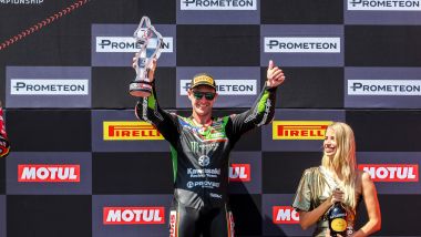 WorldSBK 2023, Jonathan Rea (Kawasaki) sul podio di Imola