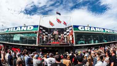 WorldSBK Phillip Island 2020, Australia, il podio di Gara-2 Lowes, Rea, Redding