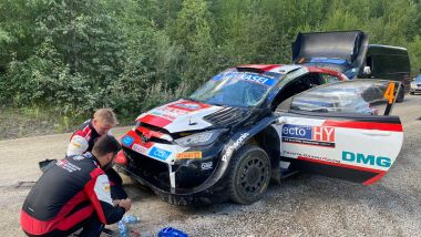 WRC 2022, Rally Finlandia: le riparazioni di Lappi dopo il cappottamento